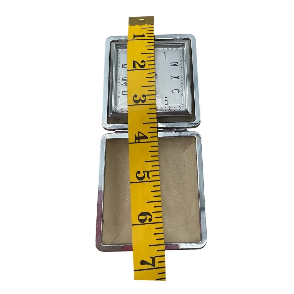 Vintage Equity Travel Alarm Clock Brown Folding Clamshell Case Mid Century Retro